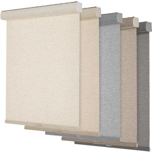 Persilux Light Filtering Roller Shades for Windows,Cordless,Linen Fabric,Roller Blinds,Thermal Insulated Fabric UV Protection Shades for Home,Office,Bedroom,Door,Light Filtering-Cream,Custom Now