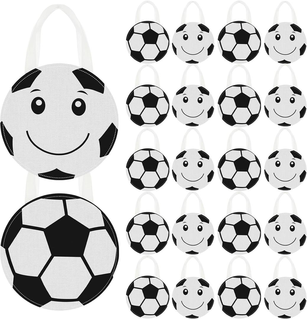Maxdot 24 Pcs Soccer Party Favor Bags Soccer Themed Party Gift Bags with Handles Non Woven Goodie Bag Treat Candy Bag for Kids Adults Sports Birthday Supplies