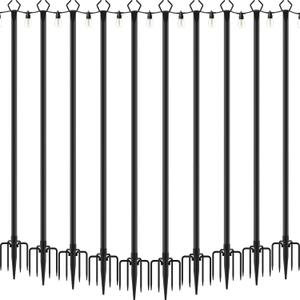 AILBTON 10 Pack 10Ft String Light Poles,Light Poles for Outside String Lights,Outdoor Light Poles with Fork,Metal Pole Stand for Patio,Backyard,Deck