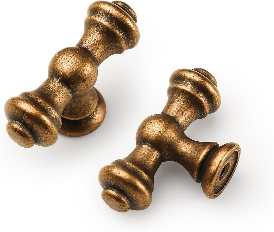 Asidrama 10 Pack Antique Brass Kitchen Cabinet Knobs Dresser Knobs Drawer Knobs Cabinet Hardware Zinc Knobs for Dresser Drawers 3768 AD0018 (Single Hole Knob)