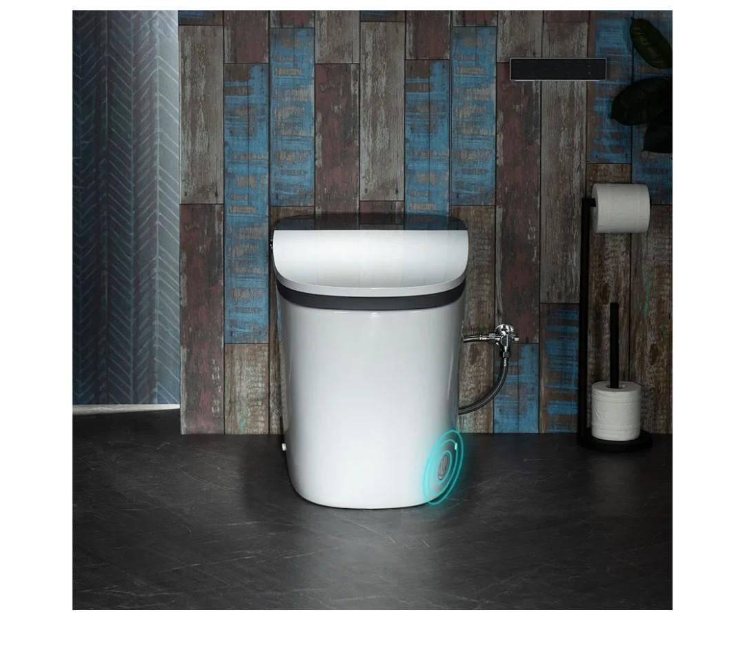 WOODBRIDGE B0990S One Piece Elongated Smart Toilet Bidet with Auto Open & Close, Auto Flush, Foot Sensor Flush, LED Temperature Display, Heated Seat and Integrated Multi Function Remote Control, White