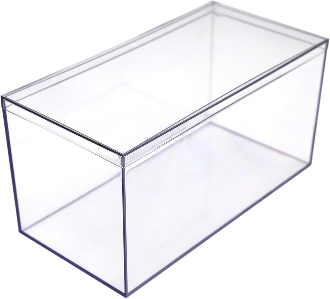 4 Clear Acrylic Boxes for Display, 8" Lx4 Wx4 H Storage Containers with Lids, Made in the USA, Clear Boxes for Gifts, Collectibles, Figures, Arts & Crafts Organization