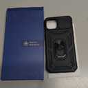 Janmitta Case for iPhone 14 & iPhone 13 Phone Cover Built in Slide Camera Lens Cover+Screen Protector,Heavy Duty Shockproof Full Body PhoneCase with Finger Ring Holder Kickstand,Black