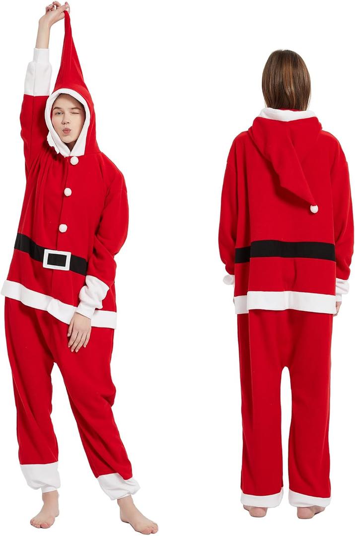 MAJ&COS Animal Onesies Adult Pajamas Halloween Cosplay Costume Unisex Onesie for Women Men (Medium, Santa Claus)