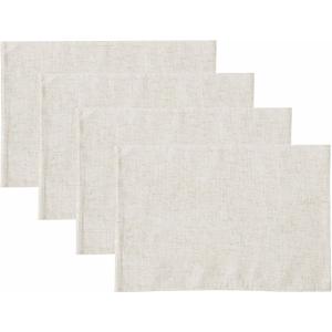 Laura Ashley Dothan Luxury Linen Blend Tablecloth for Formal Dining, Holiday, Wedding or Party, Set of 4 Placemats, Taupe