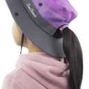 Kids Girls Ponytail Sun Hat Wide Brim UV Protection Summer Bucket Cap (Purple)