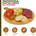 12" Wooden Pizza Peel | Pizza Cutting Board & Cheese Board with Cutter & Knife | Multipurpose Bamboo Cutting Board & Charcuterie Board For Pizza, Cheese, Fruits, Vegetables & Meat