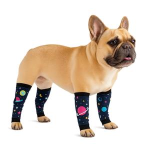 Petwarm Dog Recovery Leg Sleeves 4pcs Set Galaxy Print Soft Elastic Anti-Bite Leg Covers for Dogs, Cone Alternative for Surgery & Joint Relief, Black, Small