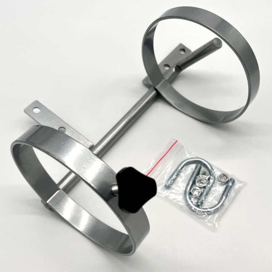 Oxygen Tank Holder for Wheelchair, Medical Oxygen Tank Bracket Holds 1 D/E Cylinder, Lightweight Design, Powder-Coated Finish, Universal Fit w/Mounting U-Bolts, Wheelchair Oxygen Tank Holder