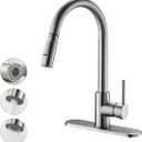 Havin Brushed Nickel Kitchen Faucet with Pull Down Sprayer, High Arc Stainless Steel Material, with cUPC Ceramic Cartridge,Fit for 1 or 3 Holes Kitchen Sink or Laundry Sink or bar Sink Faucet