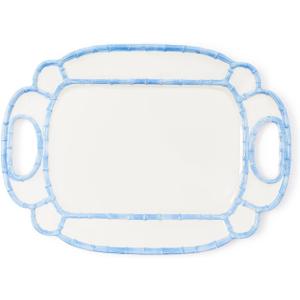 Two's Company French Blue Bamboo Touch Platter, 20-Inch, Melamine