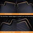 Large Cargo Liners for 2024 2025 2026 Mazda CX90 CX-90 6 Seats (Not for 7/8 Seats) (50/50 Split Folding),TPE All Weather Protection Car Trunk Mat Covering The Backrest Mat Accessories
