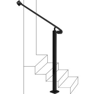 Adjustable Handrail 1-3 Step,Wall&Floor Mounted Wrought Iron Handrail