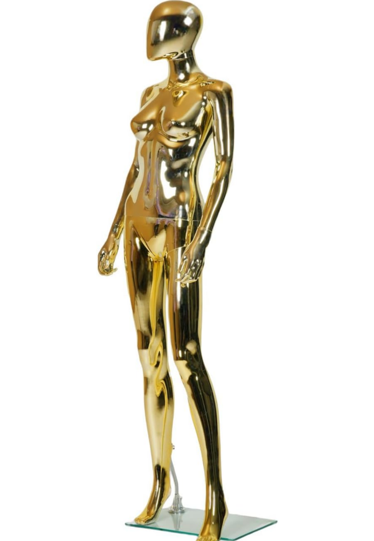 Mannequin Dress Form Display - Manikin Torso Stand Realistic Full Body Mannequin for Retail Clothing Shops, Halloween Christmas Cosplay (Gold, Female)