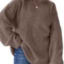 LILLUSORY Womens Oversized Tunic Sweaters Winter Cozy Tops Cute Chunky Crewneck Plus Size Pullover Long Sleeve Clothes (X-Large, Nutmeg)