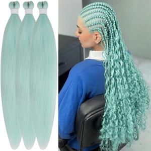 Teal Braiding Hair Pre Stretched Crochet Hypoallergenic Non Toxic Synthetic Hair Extensions for Knotless Braids