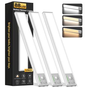 10.5in Rechargeable Under Cabinet Light, 2200mAh Motion Sensor Light,3 Pack