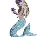 Mermaid Sequin Iron-on Patches, 8 inch, Beaded Embroidery Applique for Clothing, Jackets, Bags, Jeans,DIY Decor (5.7 inch)