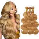 Blonde Bundles AuokMar Hair Honey Blonde Body Wave Bundles 26 28 30 Inch Color 27 Bundles Brazilian Unprocessed Virgin Remy Hair 3 Bundles Hair Extensions 27 Bundles