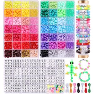 3000Pcs 56 Colors Pony Beads for Bracelet Making Kit, Rainbow Kandi Beads Friendship Bracelet Kit with 910pcs A-Z Letter Bead, DIY Jewelry Making Craft for Adults