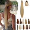 Ponytail Extension Claw 18" 20" Long Curly Wavy Straight Clip in Natural Looking Synthetic Hair Extension Ponytail Hairpiece for Women Ash Blonde