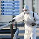 ETERNA Hazmat Suits- Disposable Protective Coveralls with Shoe Covers for Men & Women, PE & PPSB,Shield from Dirt, Dust (Large, White-5pack)