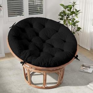 PRIMEPATIO Papasan Chair Cushion, Papasan Circle Chair Cushion Tufted with Corduroy Cover (Without Chair) for Bowl Chair, 45 X 45 Inch, Black