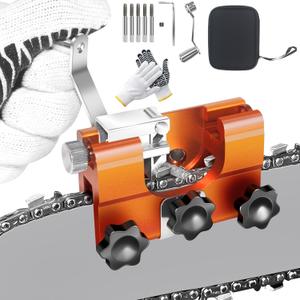 Chainsaw Chain Sharpening Jig Hand Saw Sharpening Tool Portable Hand Crank Chainsaw Sharpener Set with 5PCS Sharpening Stones Suitable for 8" to 22" Chainsaw Blades