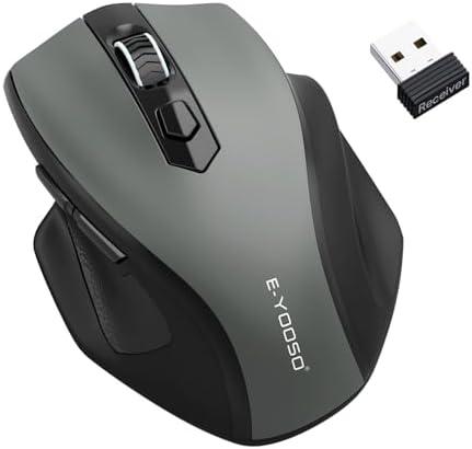 E-YOOSO Wireless Mouse for Laptop, 2.4GHz Computer Mouse 5 Adjustable DPI Office Cordless Mice with USBA Receiver, 6 Buttons, 4000 DPI, Medium to Large Sized Hands Compatible with PC, Laptop, Desktop