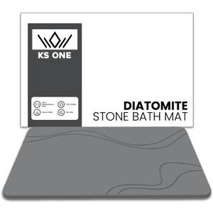 Diatomaceous Earth Bath Mat - Quick Dry, Super Absorbent & Anti Slip Shower Mat - Easy to Clean Large Stone Bath Mat for Kitchen, Bathroom - Gray Diatomite Bath Mat (23.5"x15")