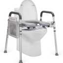 Raised Toilet Seat with Handles, Toilet Seat Risers for Seniors with Adjustable Height & Width, Elevated Toilet Seat for Elderly, Handicap, Pregnant, Handicap Toilet Seat Fit Any Toilet Up to 500lbs