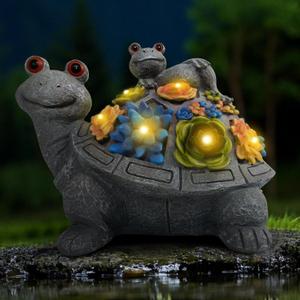 AXEN Solar Garden Outdoor Statues Turtle with Succulent and 7 LED Lights, Outdoor Decorations for Garden Patio Lawn Balcony Yard, Unique Housewarming Gifts