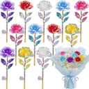 Lyrow 12 Pcs Galaxy Rose LED Light up Rose Flower Gifts Crystal Artificial Rainbow Flower for Mom Her Lover Girlfriend Mother's Day Wedding Birthday Gift, 9.84 Inches (Multicolor)