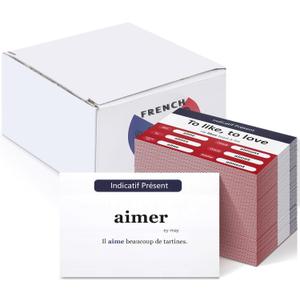 200 Pcs French Flashcards French Verb Conjugation Present Tense Flash Cards English for Adults Study