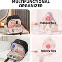 Initial Travel Toiletry Bag, Personalized Cosmetic Bags Birthday Gifts for Women, Makeup Bag Organizer with Handle, Travel Bag for Toiletries with Brush Holder (S, Black)