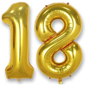 AULE 40 Inch Jumbo Gold Foil Mylar Number Balloons for Boy Girl 18th Birthday Party Decorations 18 Years Old Anniversary Party Supplies