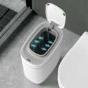 ELPHECO Slim Bathroom Trash Can with Lid, 2.5 Gallon Automatic Adsorption Garbage Can, Narrow Sensor Trash Bin, Slim Waterproof Garbage Can, Smart Waste Bin for Narrow Space (Bag Self-Absorbing) (White Absorption)