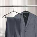 5 Pack Wide Shoulder Hangers Metal Suit Hangers Smooth Soft Gloss Grippy Flexible Thick Rubber Blazer Non Slip Jacket Clothes Hangers Black