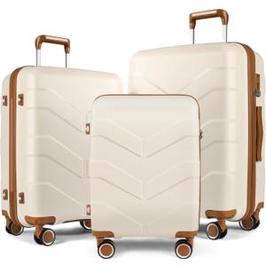 Luggage Sets 3 Piece with Spinner Wheel, Hardside Suitcase Set with TSA Lock, Expandable Lightweight Travel Luggage for Men and Women, White (20in24in28in)
