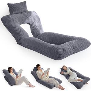 HIGOGOGO Reading Pillow, Back Pillow for Sitting in Bed and Couch, Gaming Pillow for Adults, Sit Up Support for Bed, Dark Grey