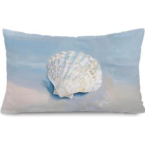 Lacama Blue Coastal Throw Pillow Cover 12x20, Coastal Room Decor, Blue Dorm Decor, Seashell Coastal Cowgirl Decorative Throw Pillow Covers Pillowcases for Couch Bed Girly Room Bedroom Dorm