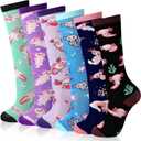 6 Pairs Kids Socks Cute Axolotl Animals Novelty Crew Cotton Socks Casual Dress Set Gifts for Kids Boys and Girls (6-10 Years, Bright Color)