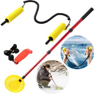 Leitee 2 Pcs Ice Fishing Safety Picks Kit Retractable Ice Safety Pick with Whistle Winter Scooper with Long Handle Emergency Gear Accessories for Sled
