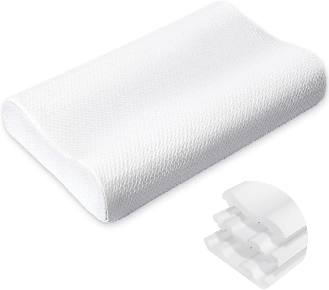 Memory Foam Neck Pillow for Sleeping, Cervical Neck Pillow for Neck Pain Relief, Queen Ergonomic Orthopedic Adjustable Contour Pillow for Side, Back & Stomach Sleepers (23.6"14"4.7"/3.9")