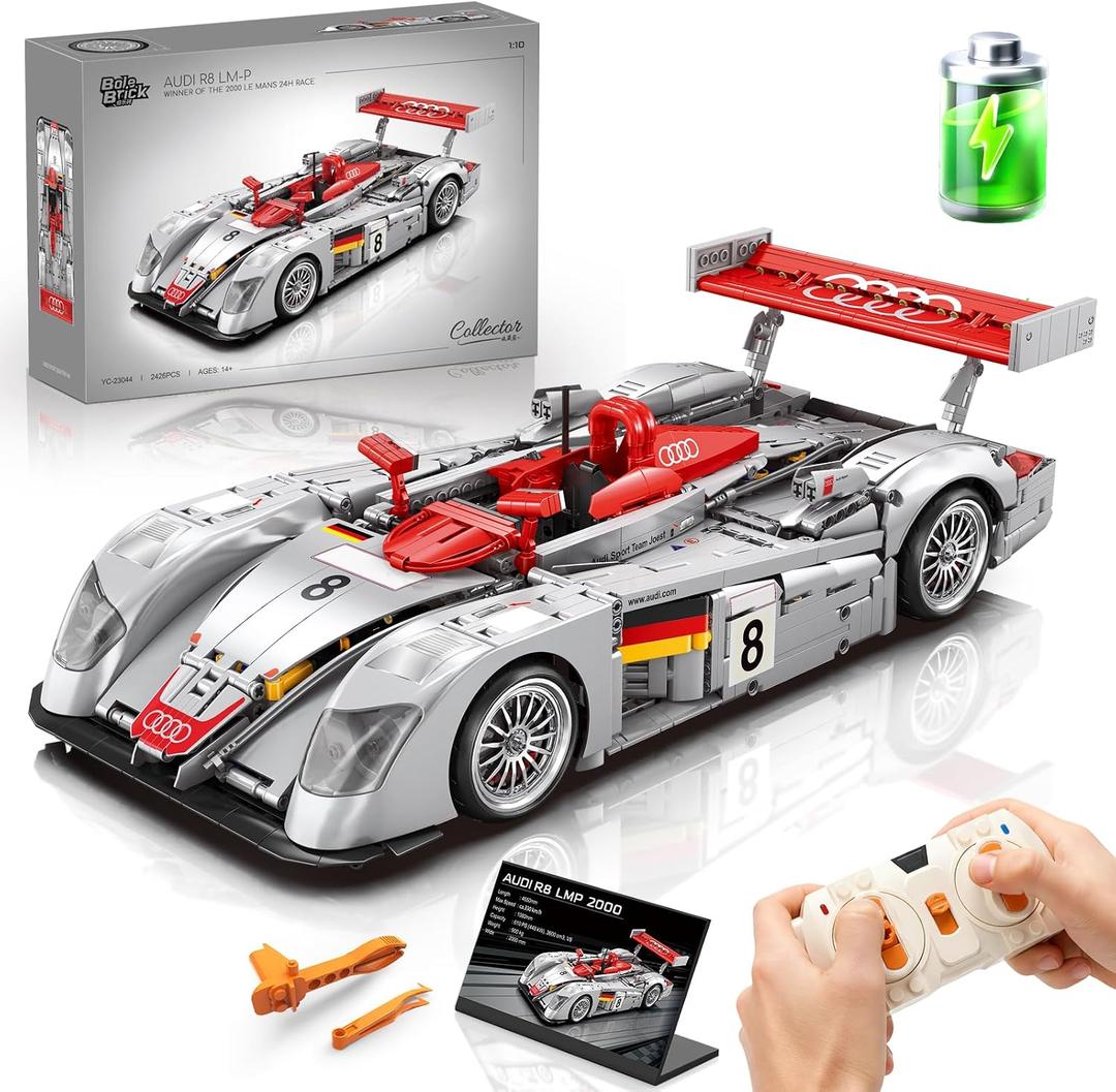 R8 1:10 Remote Control Car Building Kits, with 3 Motors Rechargeable Battery, Compatible with Technique Car for Adults Men Boys Age 14+(2,426 PCS)