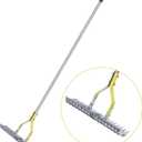 Thatching Rake 15-Inch Wide for Cleaning Dead Grass Efficient Steel Metal Grass Rake with Stainless Steel Handle Lawn loosening Soil 58.5-Inch Length
