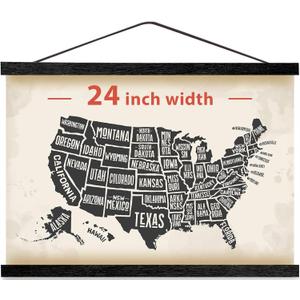 HONKKI Magnetic Poster Hanger Frame for 24x36 24x30 24x32 Movie Music Posters Wall Art, Black Wood Picture Frames for Canvas Diamond Map Decor, Living Room Calendar Banner Tapestry Photo Hanging Stand