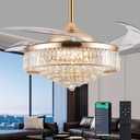 52'' Crystal Gold Ceiling Fan with Light and Remote