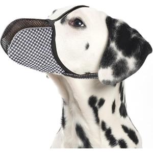 Dog Muzzle Anti & Prevent Biting Chewing Barking for Small Medium Large Dogs Soft Air Mesh Muzzles Reflective Ajustable Full Coverage Dog Mouth Guard Cover for Grooming Scavenging Black, L