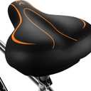 Xmifer Oversized Bike Seat, Comfortable Bike Seat - Universal Replacement Bicycle Saddle - Waterproof Leather Bicycle Seat with Extra Padded Memory Foam - Bicycle Seat for Men/Women (Orange)